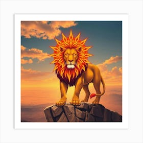 Lion On The Cliff 1 Art Print