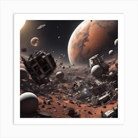 Spacecraft Landing On Mars Art Print