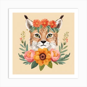 Floral Baby Lynx Nursery Illustration (41) Art Print