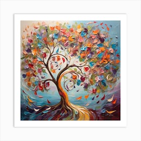 "The Melodic Tree: This painting embodies the convergence of art, nature, and music in a unique artistic experience. 3 Art Print