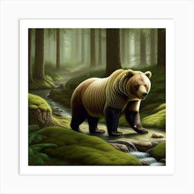 Hungry Brown Bear In The Woods Art Print