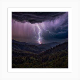 Impressive Lightning Strikes In A Strong Storm 8 Art Print