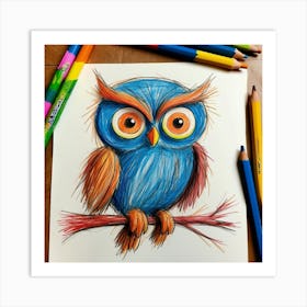 Owl Drawing 5 Art Print