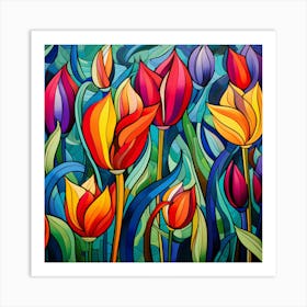 Colorful Tulips Art Print