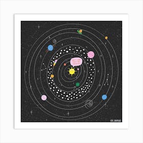 Solar System Black Square Art Print