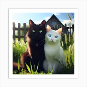 Black And White Cats Art Print