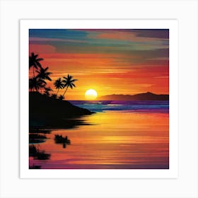 Sunset At The Beach 354 Art Print