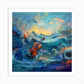 Violin In The Ocean Art Print