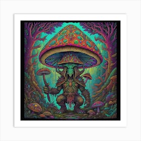 Psychedelic Mushroom Dragonborn Art Print