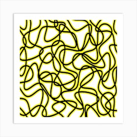 Abstract Yellow And Black Lines Art Print