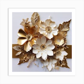 Flowers in gold 10 Art Print