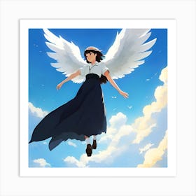 Anime Girl With Wings 1 Art Print