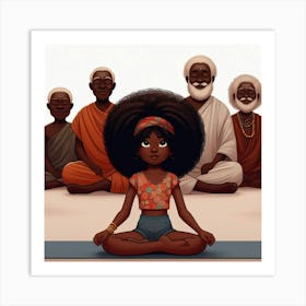 Afro Girl In Yoga Pose Art Print