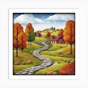 The Winding Road Home. In the middle of the meadows 11 Art Print