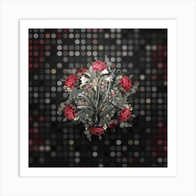 Vintage Malgas Lily Flower Wreath on Dot Bokeh Pattern n.0034 Art Print