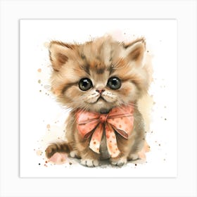 Cute Kitten Watercolor Painting Art Print