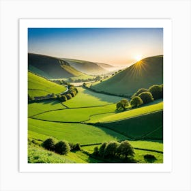 Sunrise Over Rolling Hills Art Print