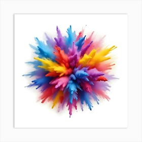 Colorful Paint Explosion On White Background 3 Art Print