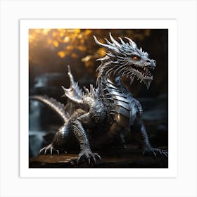 Silvery dragon Art Print