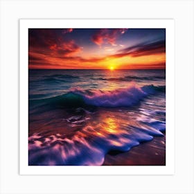 Sunset At The Beach 255 Art Print