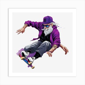 Old Man Skateboarding 1 Art Print