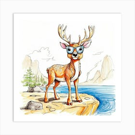 Deer With Glasses 1 Art Print