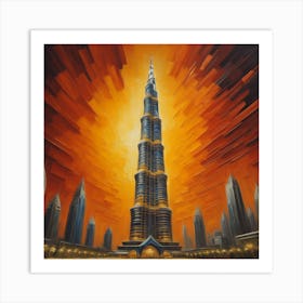 Burj Khalifa dubai oil paint Art Print