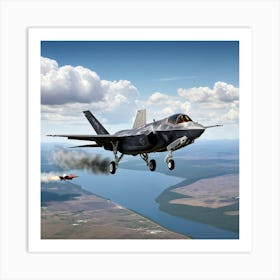 F35 Fighter Jet In A Dog Fight (5) Art Print