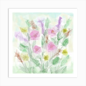 Flower Art Paint Nature Meadow Flora Abstract Multicoloured Summer Art Print