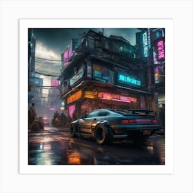 Cyberpunk Street Scene Art Print