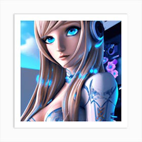 Girl With Blue Eyes Art Print