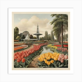 Tulip Garden art print Art Print