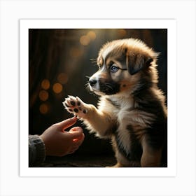 An Intimate Up Close View Of A Clever Mongrel Puppy Emerging As A Sensation Of Trust And Positive As 2 Art Print