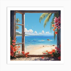 Open Window To The Beach Art Print