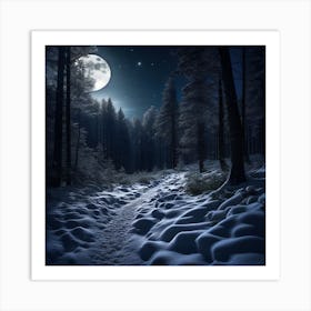 Full Moon In The Forest Art Print