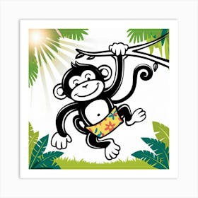 Monkey On A Branch Art Print