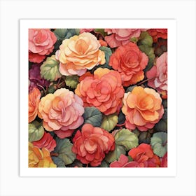 Colorful Of Begonia Square Art Print 0 Art Print