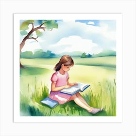 Girl Reading A Book Art Print