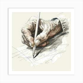 Old Man Writing Art Print