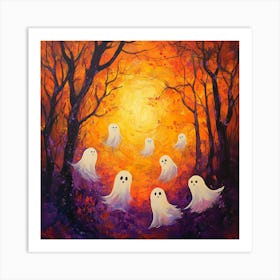 Ghosts In The Woods Halloween 3 Art Print