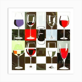 Cocktails Examples - Wine Glasses Art Print