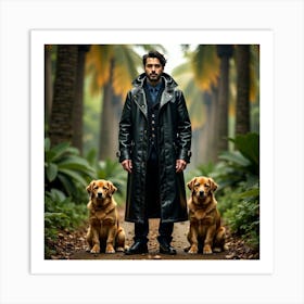 Man And His Dogs 2 Art Print