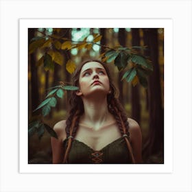 Portrait Of A Girl In The Forest Art Print