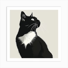 Black And White Cat Art Print