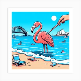 Sydney Flamingo Art Print