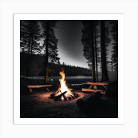 Campfire At Night 4 Art Print