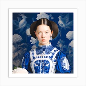 Dutch woman in blue Art Print