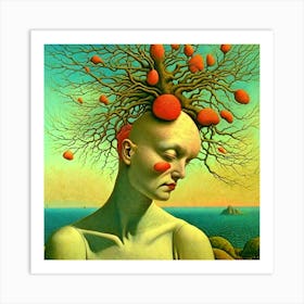 Woman With A Tree On Her Head - Cleo Guster Art Print