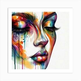 Colorful Woman'S Face 2 Art Print