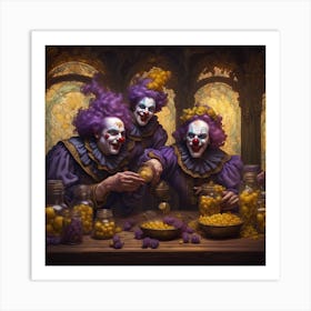 Clowns At The Table Art Print